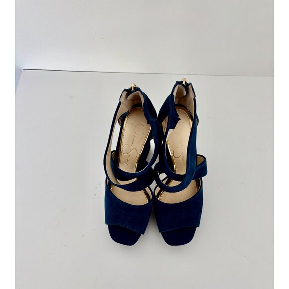 Jessica Simpson Heels 51/2 Suede Platform Chunky Block Y2K Night Out Studio 54 - Picture 2 of 15